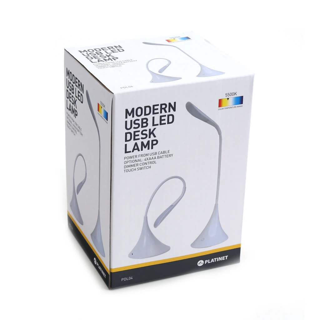 Stolná lampa LED PDL04W USB biela