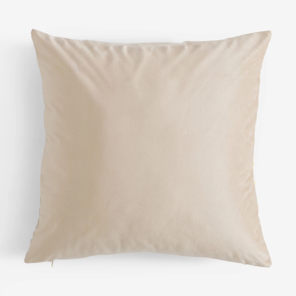 Rewers beżowej poszewki bez wzoru.