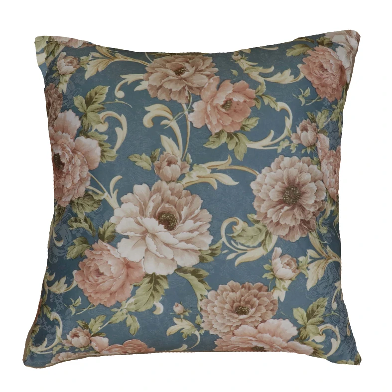 Ozdobná obliečka modrá kvetovaná 45 x 45 cm