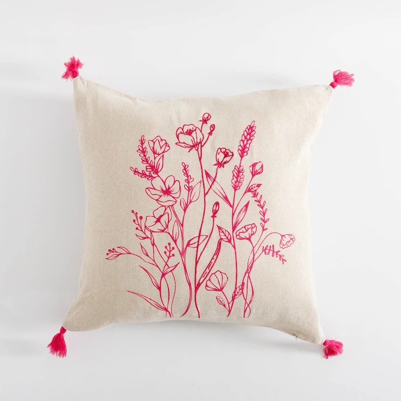 Dekoračná obliečka so strapcami ružová FLORIA 45x45 cm