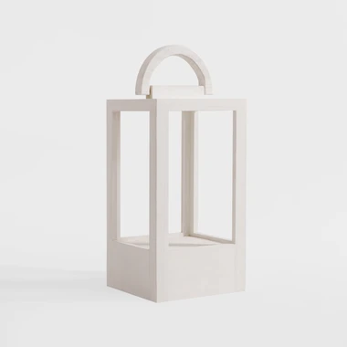 Drevený lampión v bielej farbe 35 cm