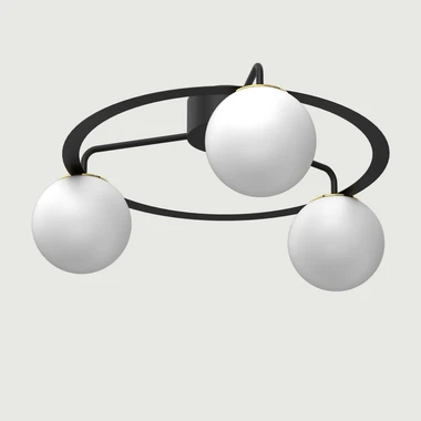 Stropné svietidlo BALLO III 3 tienidlá gule čierno-zlaté