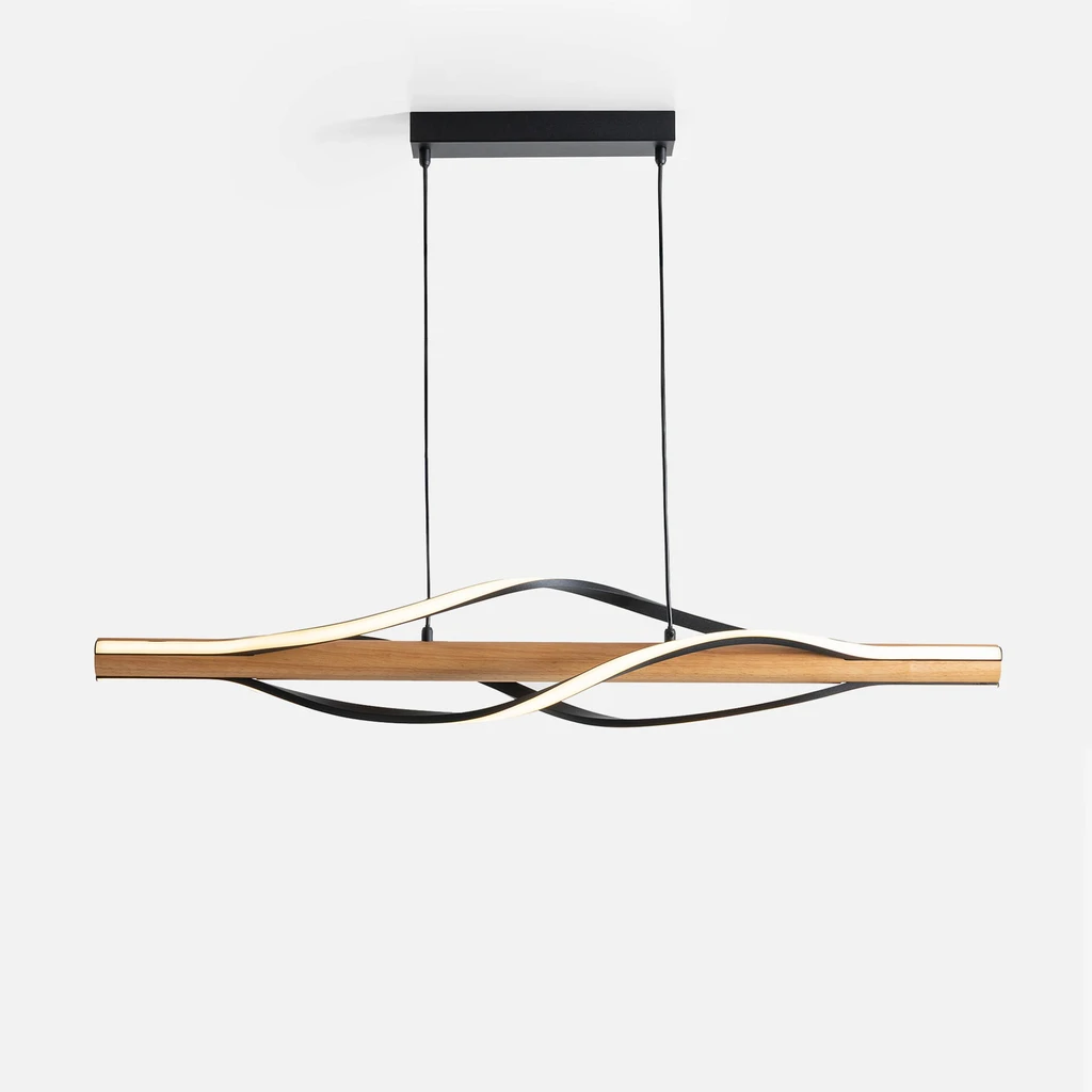 Závesné svietidlo LED drevené čierne BAEZ