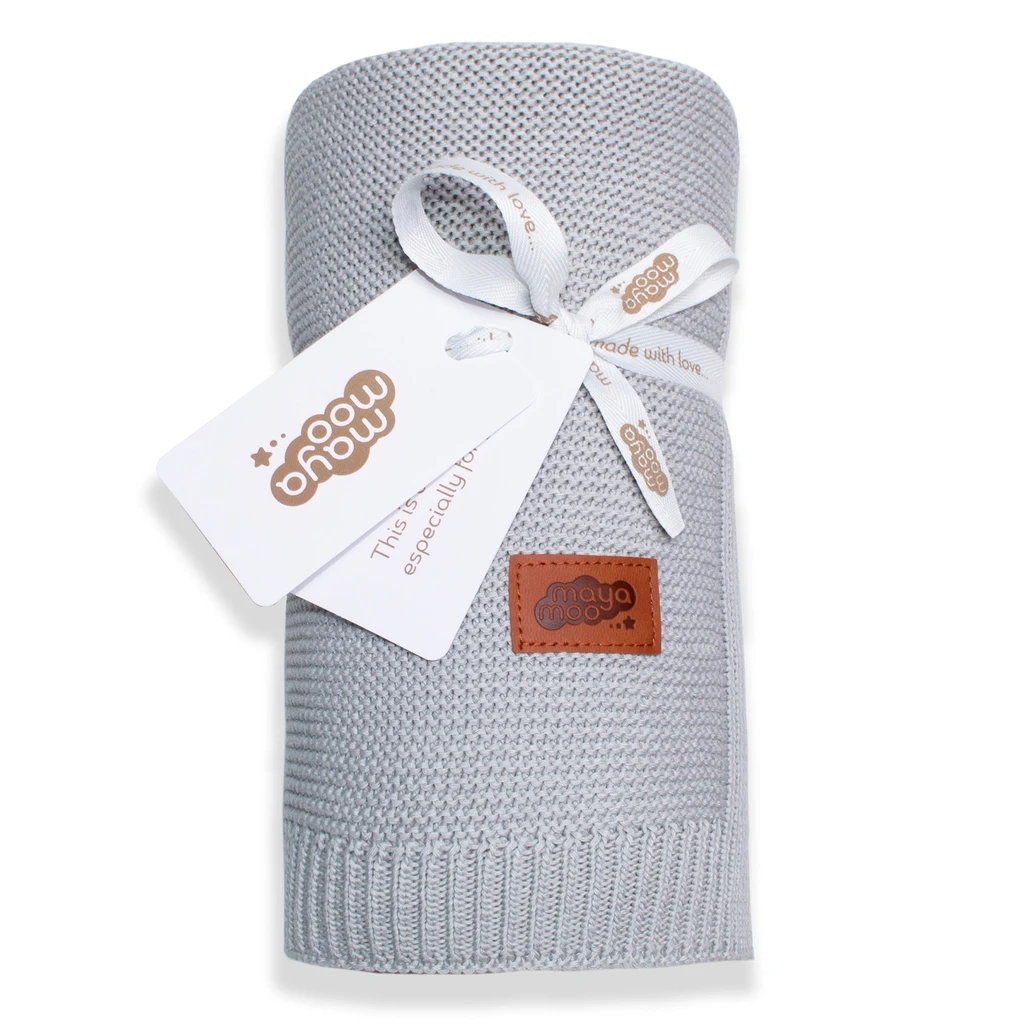 Detská deka bambusová sivá MAYA MOO 80x100 cm