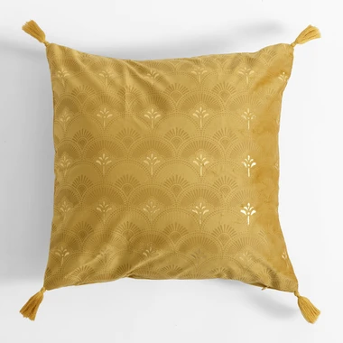Velúrová obliečka na vankúš v horčicovej farbe CASSIA 45x45 cm