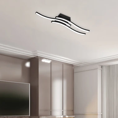 Čierna stropná lampa LED ROUTE vlny