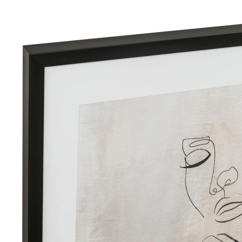 Obraz v čiernom ráme tvár GREY LINEAR 50x70 cm