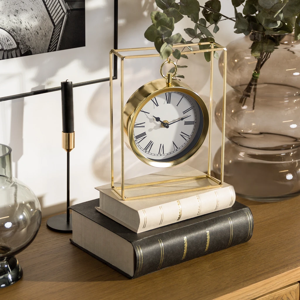 Stolové hodiny zlaté 25 cm