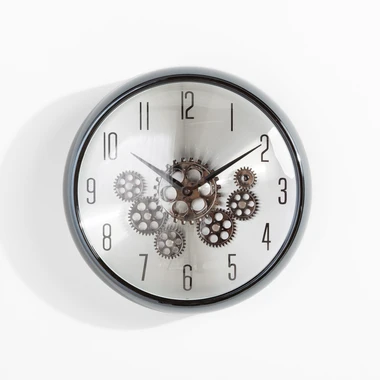 Nástenné hodiny s dvojitým mechanizmom v antracitovej farbe 35 cm