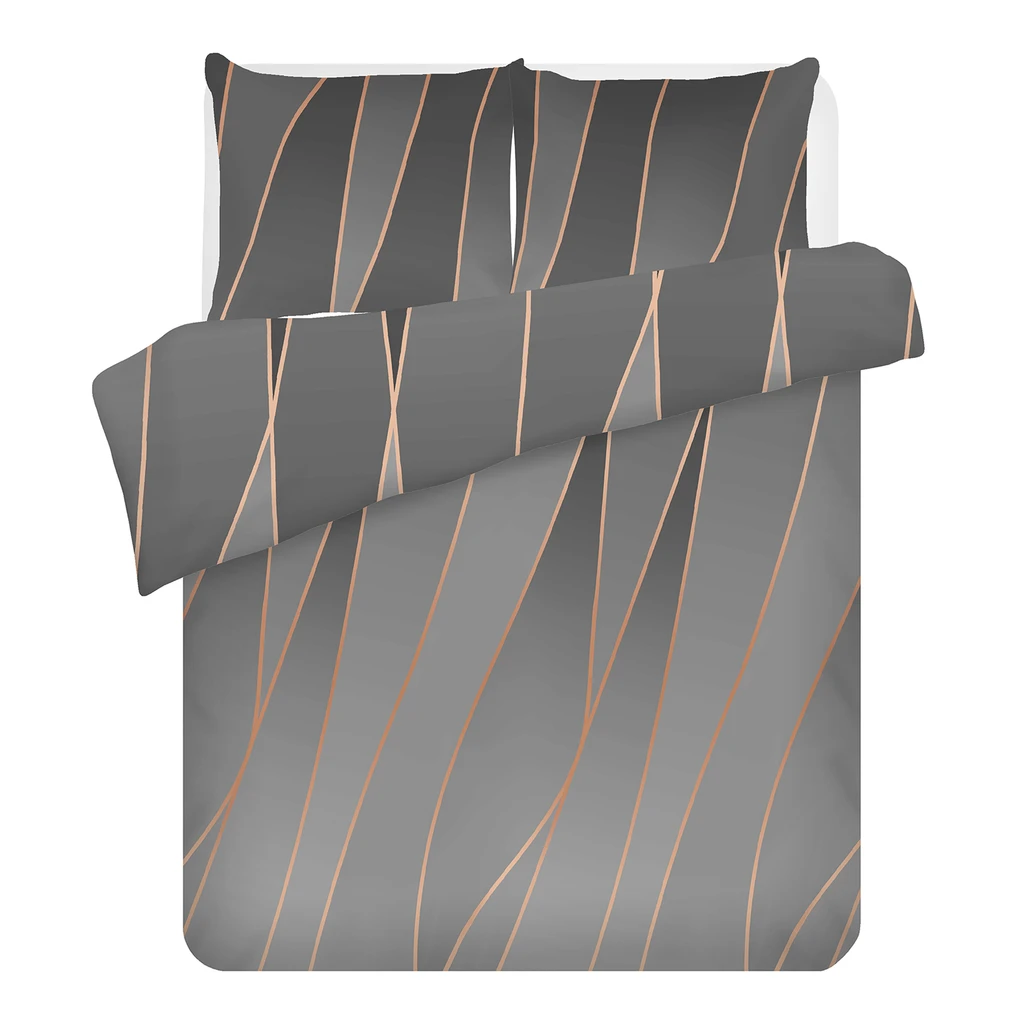 Súprava posteľnej bielizne z bavlneného saténu sivá ARGONGREY ELISA 220 x 200 cm