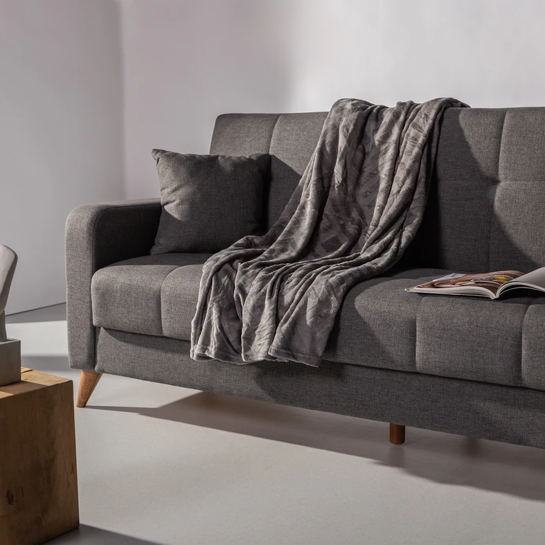 Geometrická deka DOBLE tmavosivá 150x200 cm