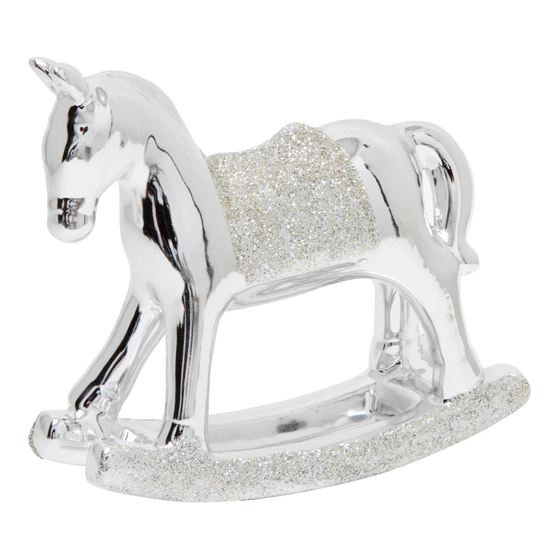 Strieborná dekoratívna figúrka HOJDACÍ KONÍK 11,5