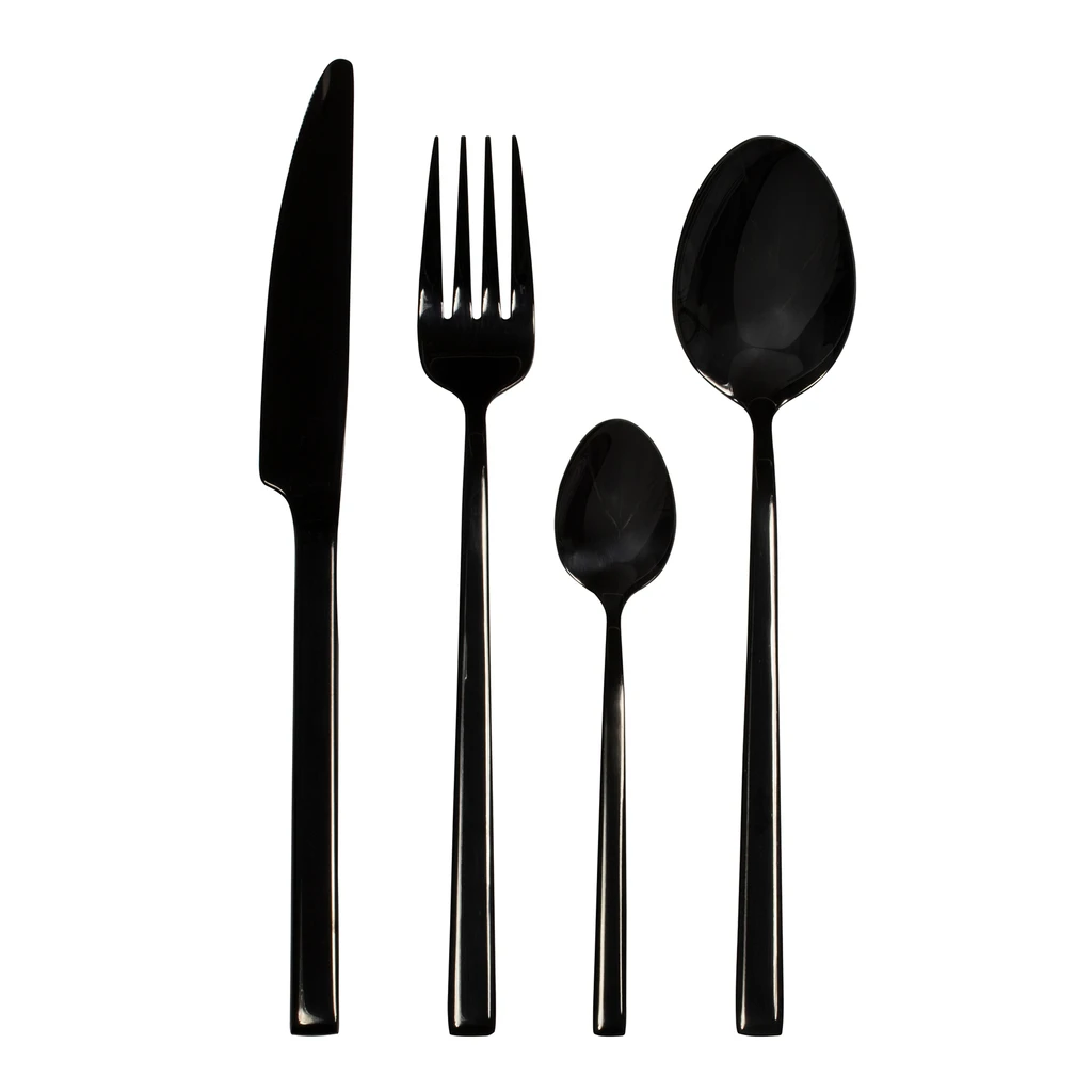 Súprava príborov pre 6 osôb čierna COMO 24 kusov