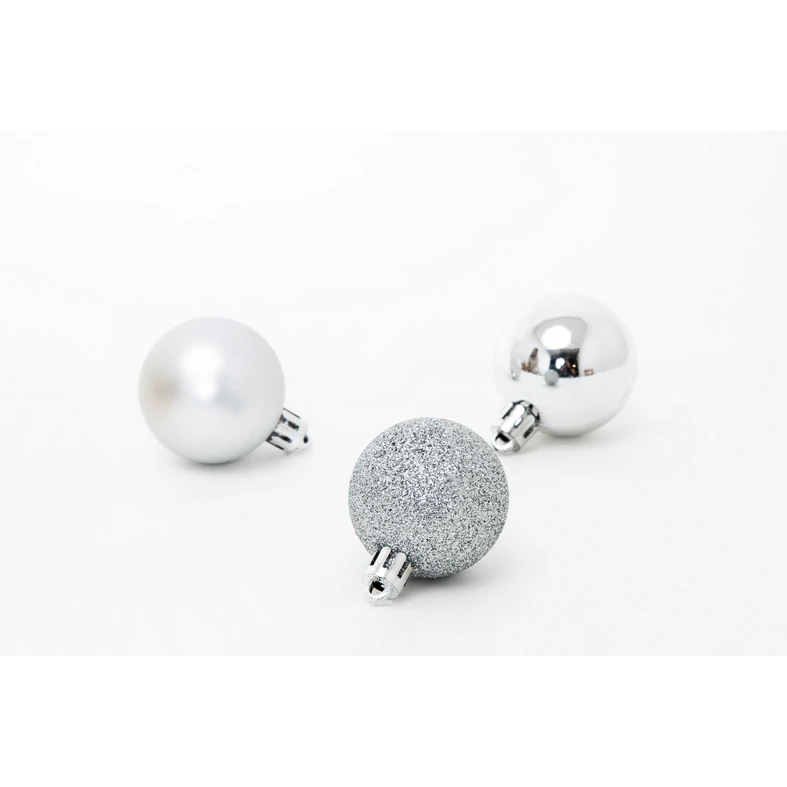 Sada strieborných ozdôb na vianočný stromček, 9 ks