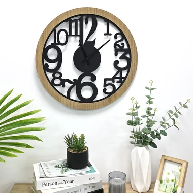 Nástenné hodiny NATURAL čierne 50 cm