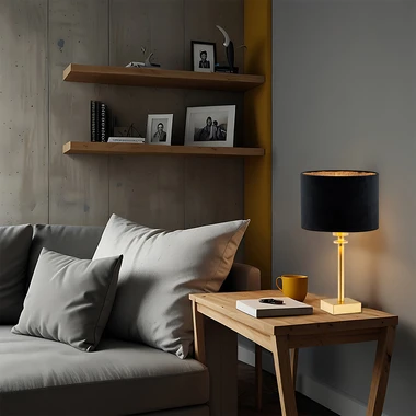 Stolná lampa s tienidlom, čierno-zlatá ABBANO