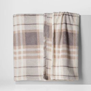 Béžová károvaná deka TYLOR 150x200 cm