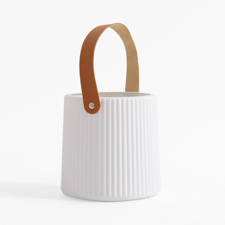 Kvetináč s rukoväťou biely 15 cm