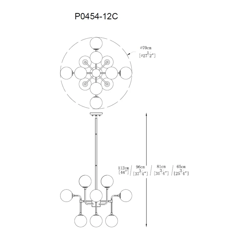 Čierno-zlatý luster RIANO 70 cm s priehľadným tienidlom