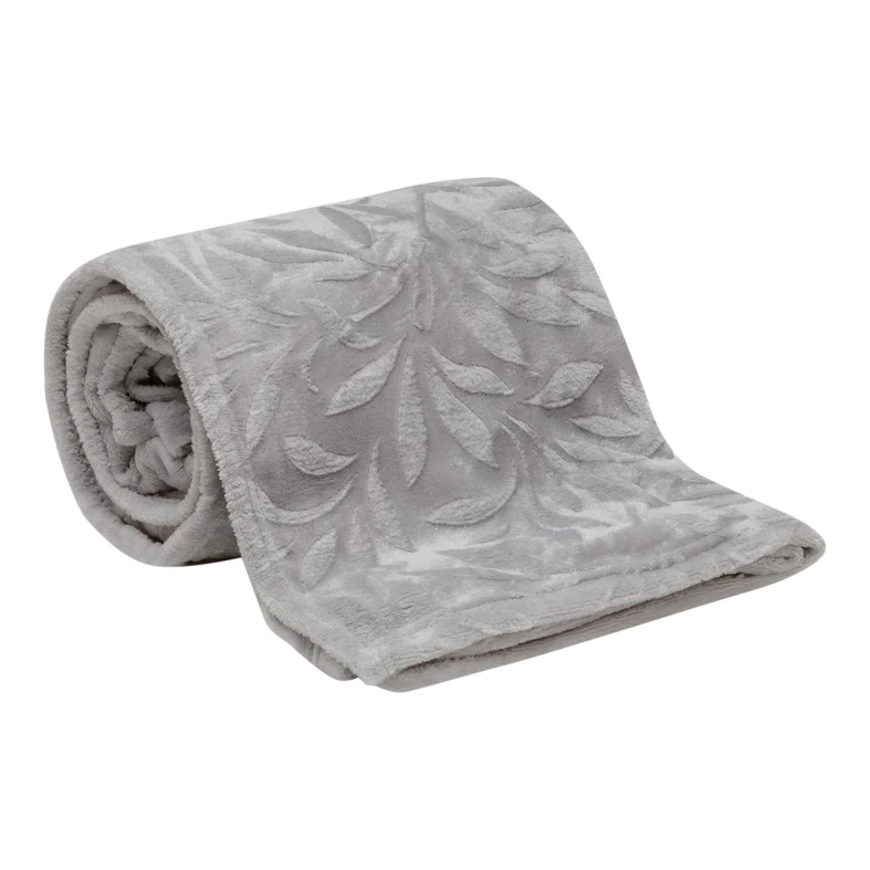 Sivá deka MILO s rastlinným motívom 130x160 cm