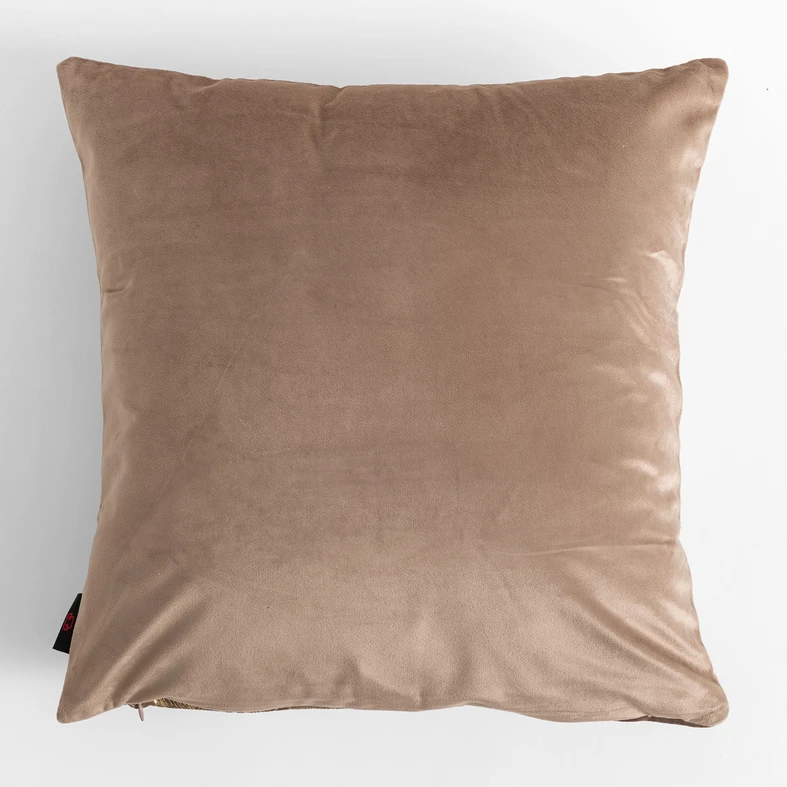 Beżowa welurowa poszewka ze złotym wzorem monstery