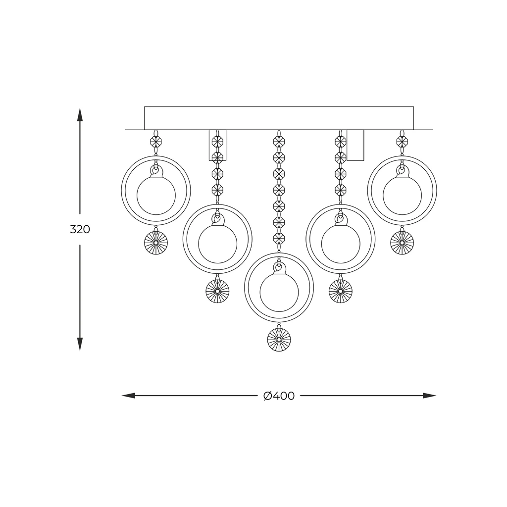 Stropné svietidlo chrómované 5xG9 GRESSA