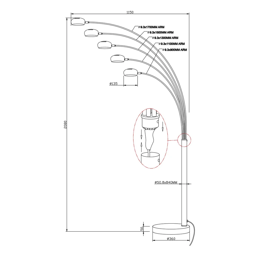 Moderné čierne stojace svietidlo ZODIAC
