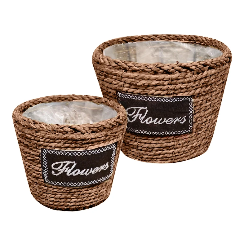 Obal na črepník pletený, súprava2 ks