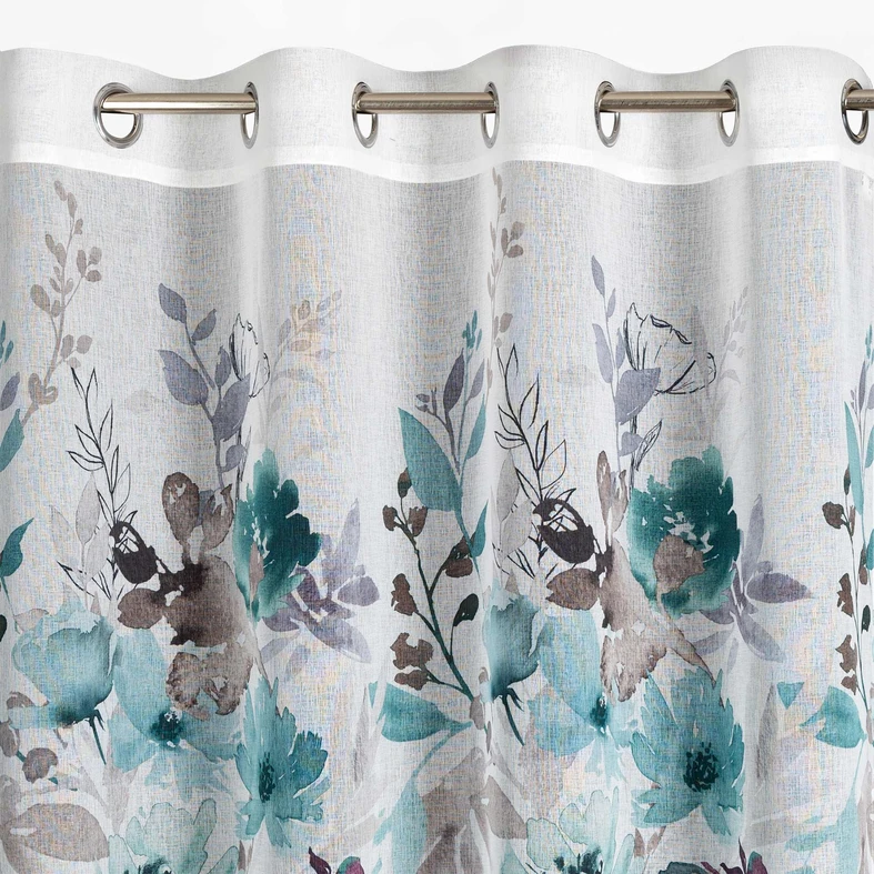 Záves na priechodkách bielo-tyrkysový GRETA 140x250 cm