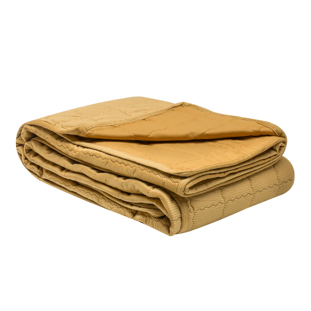 Horčicový menčestrový prehoz na posteľ TIMON 200x220 cm