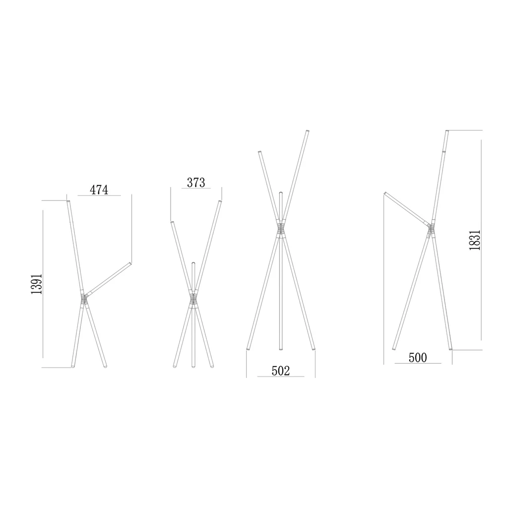 Lampa podłogowa LED z filamentem czarna LAUTARO - wymiary.