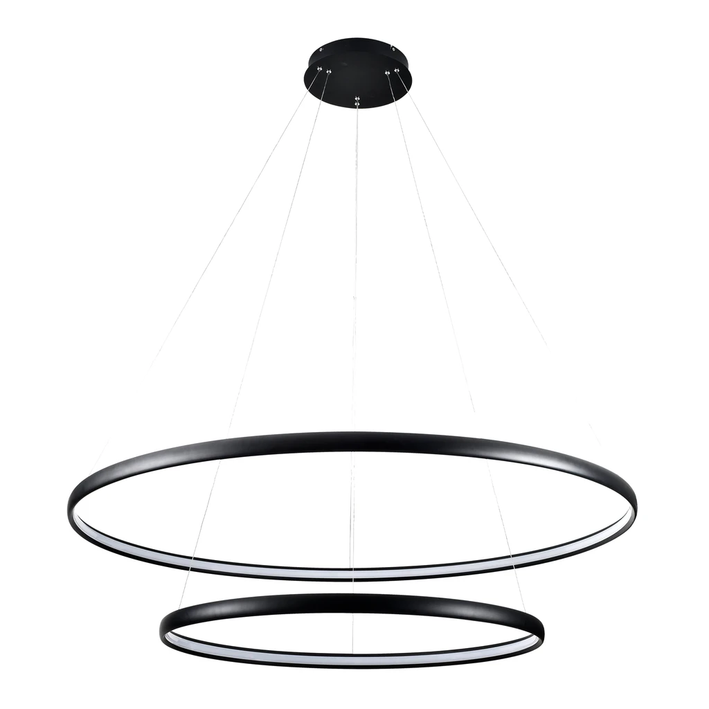 LED luster na lanku 2 prstene čierna CARLO