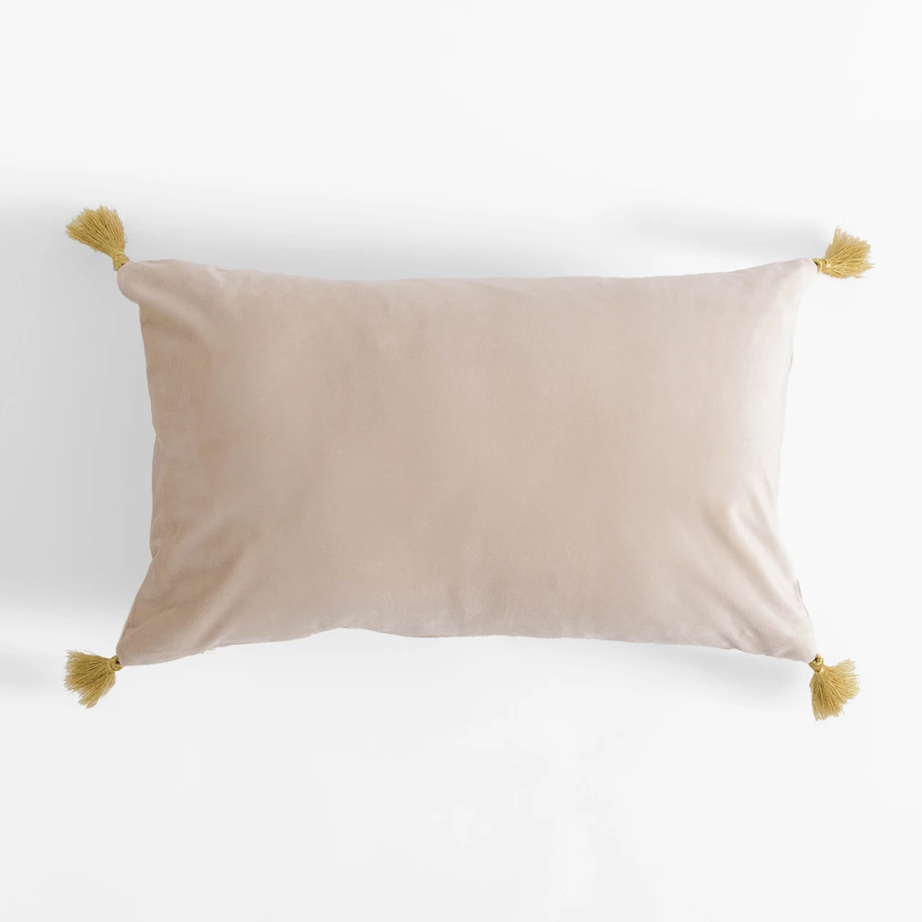 Prostokątna poszewka welurowa ze złotą palmą