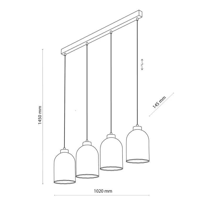 Lampa wisząca z 4 kloszami