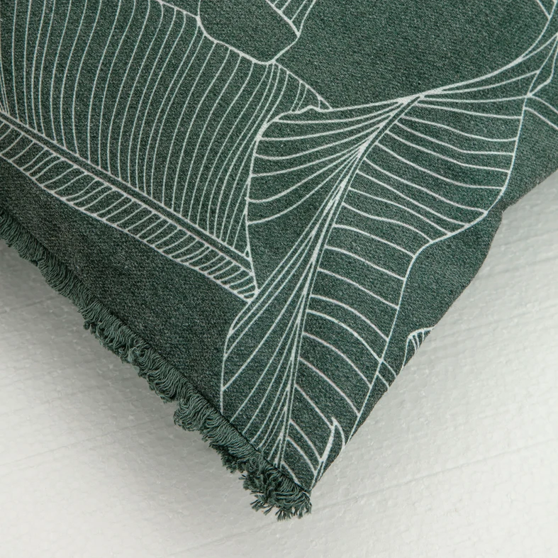 Ozdobná obliečka na vankúš so vzorom listov zelená SESIL 45x45 cm