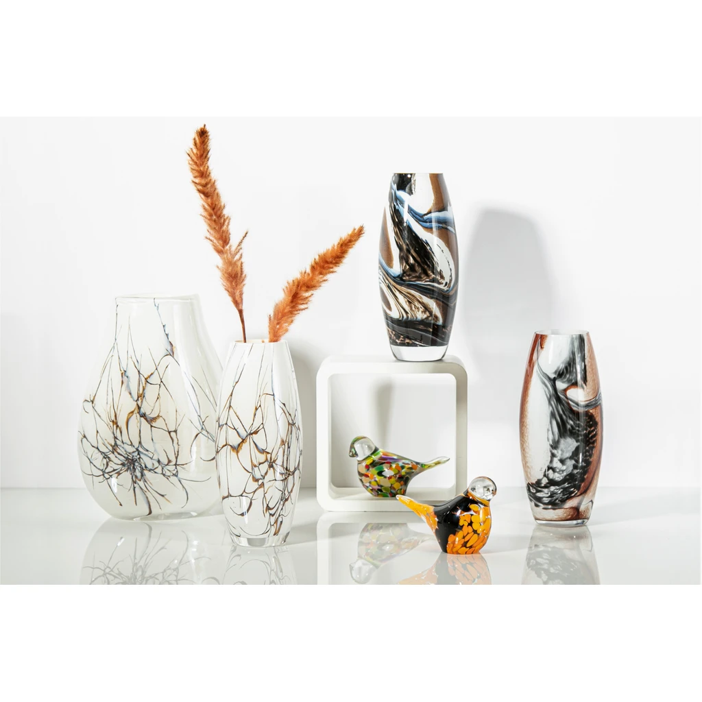 Sklenená váza RETRO biela 30 cm