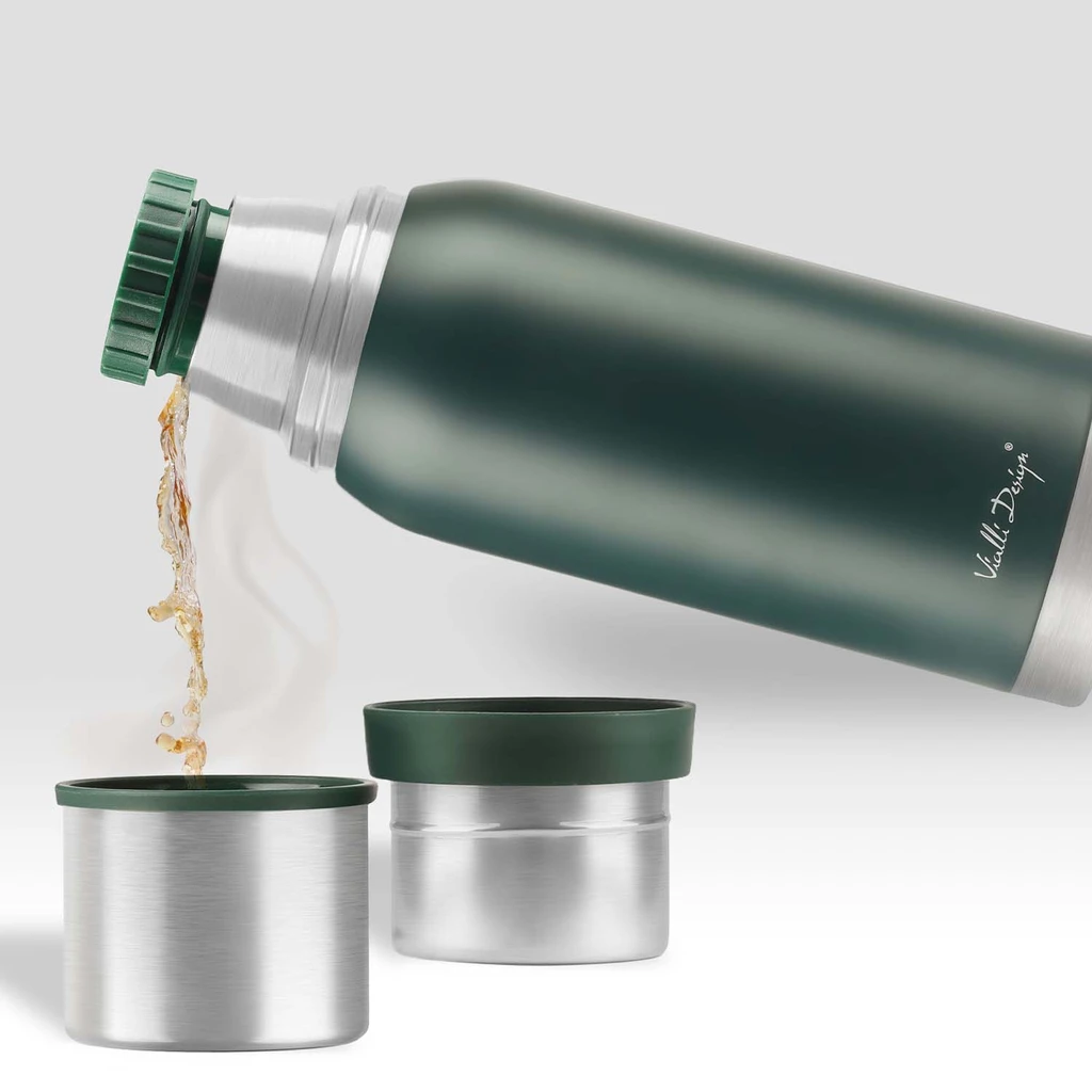 Termoska s 2 hrnčekmi zelená FUORI 1 l