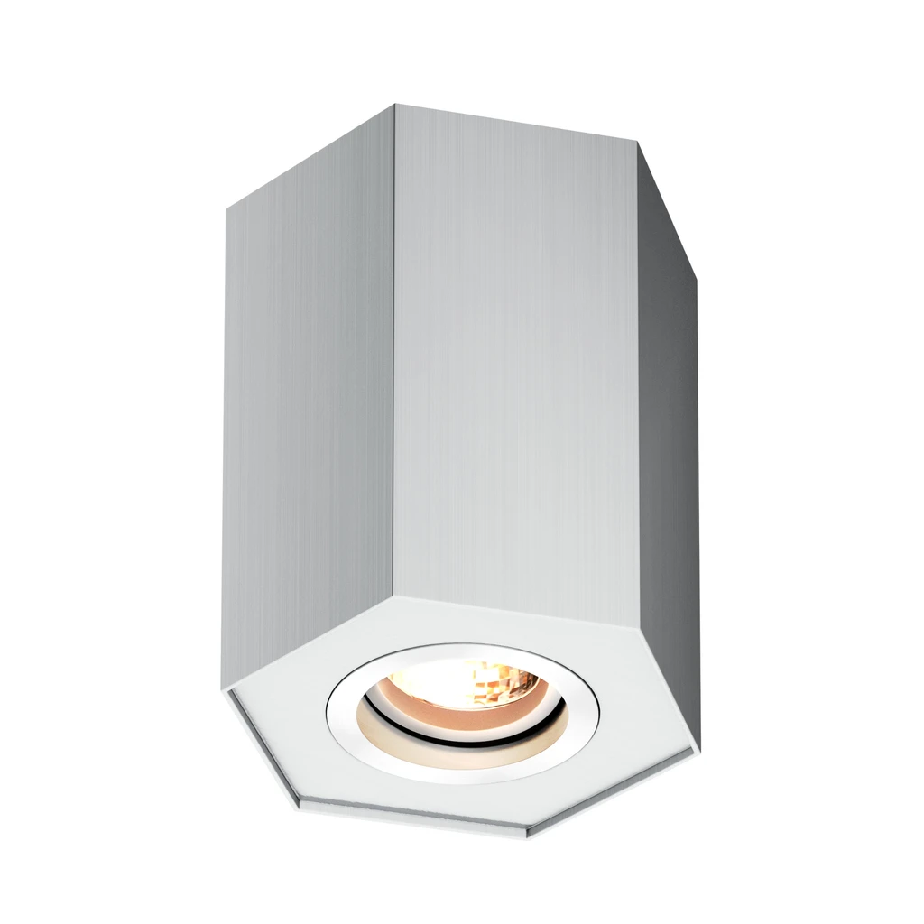 Zapustené bodové svietidlo s geometrickým tvarom, hliníková farba POLYGON CL R
