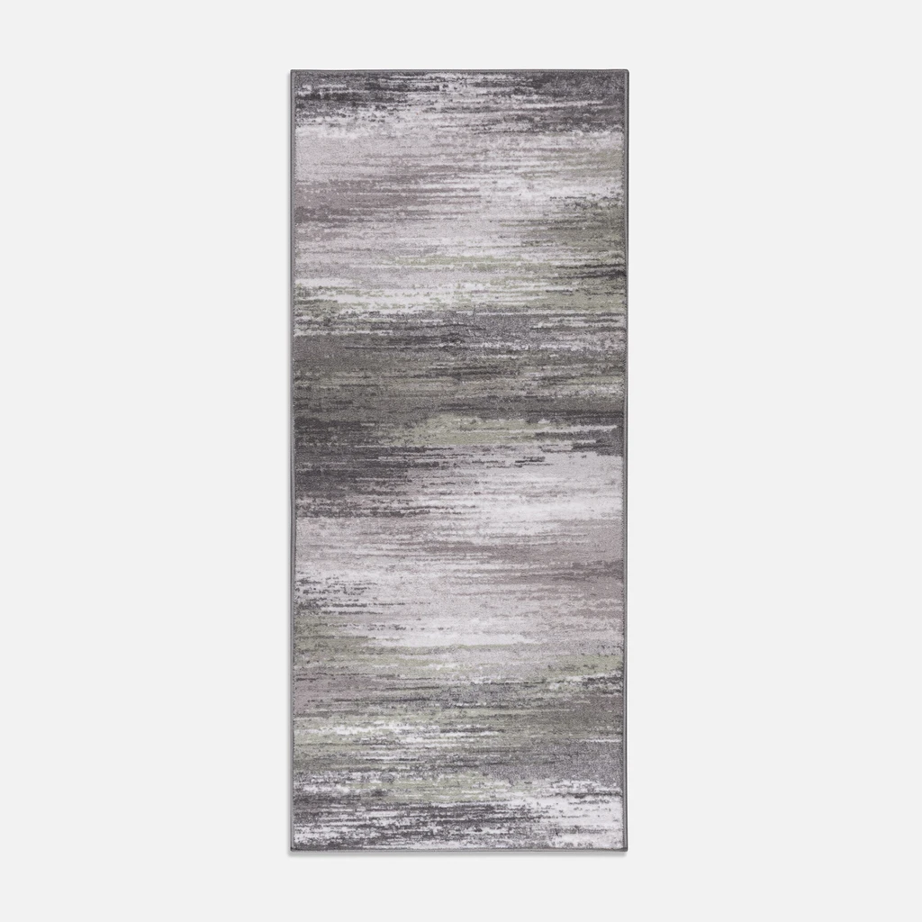 Chodnik szary CIENIE EPIC PRINT 67x160 cm wykonany z przędzy poliestrowej. 
