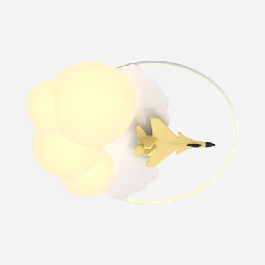 Zlaté stropné LED svietidlo FOCUS lietadlo s diaľkovým ovládaním