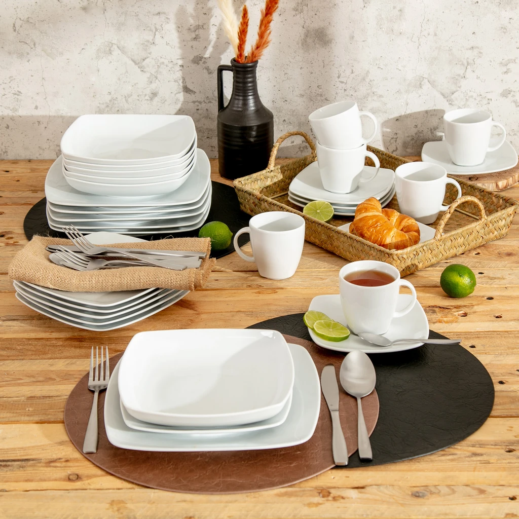 Kávová súprava z bieleho porcelánu APOSTROPHE pre 6 osôb