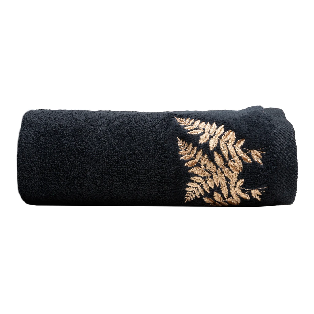 Čierny bavlnený uterák LANNA 70x140 cm