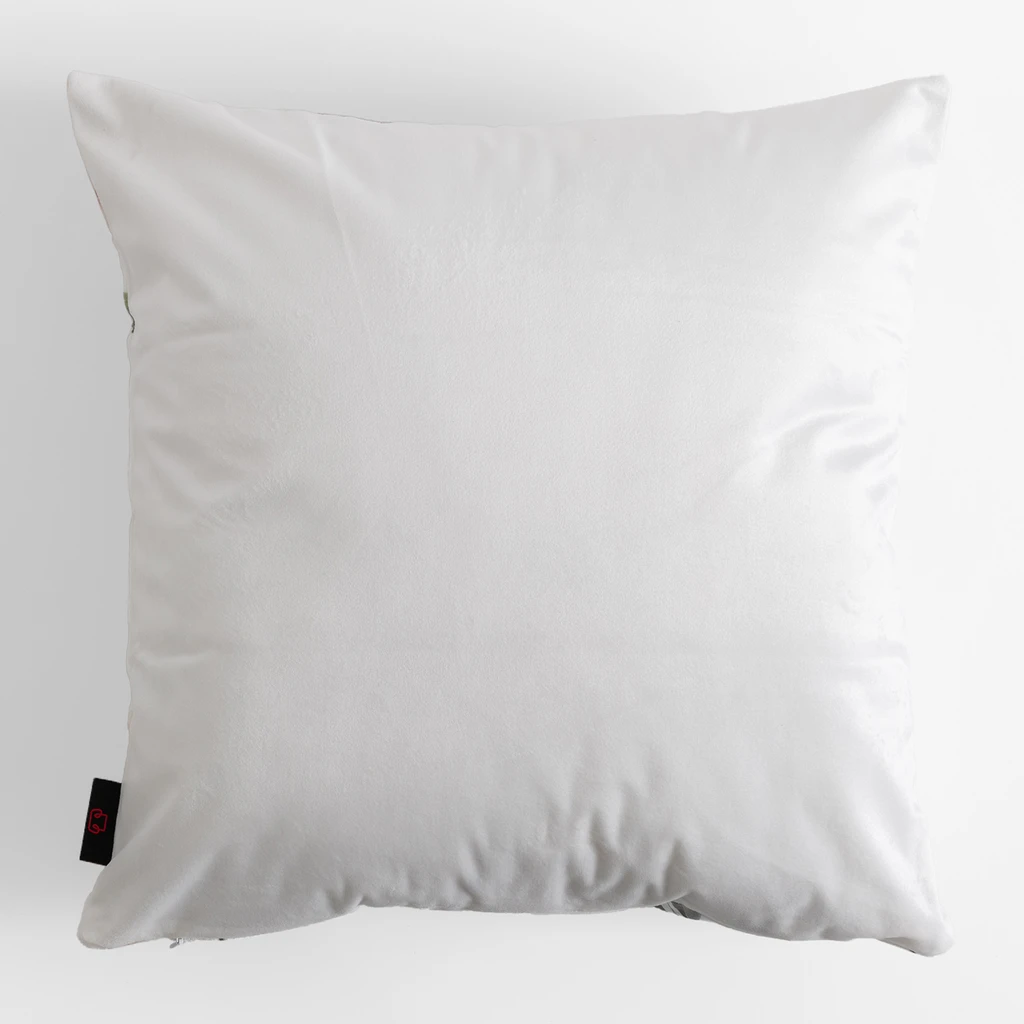 Welurowa biała poszewka w zielone w róże