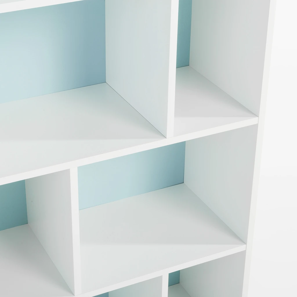 Knižnica v tvare domčeka FALIANO bielo-modrý