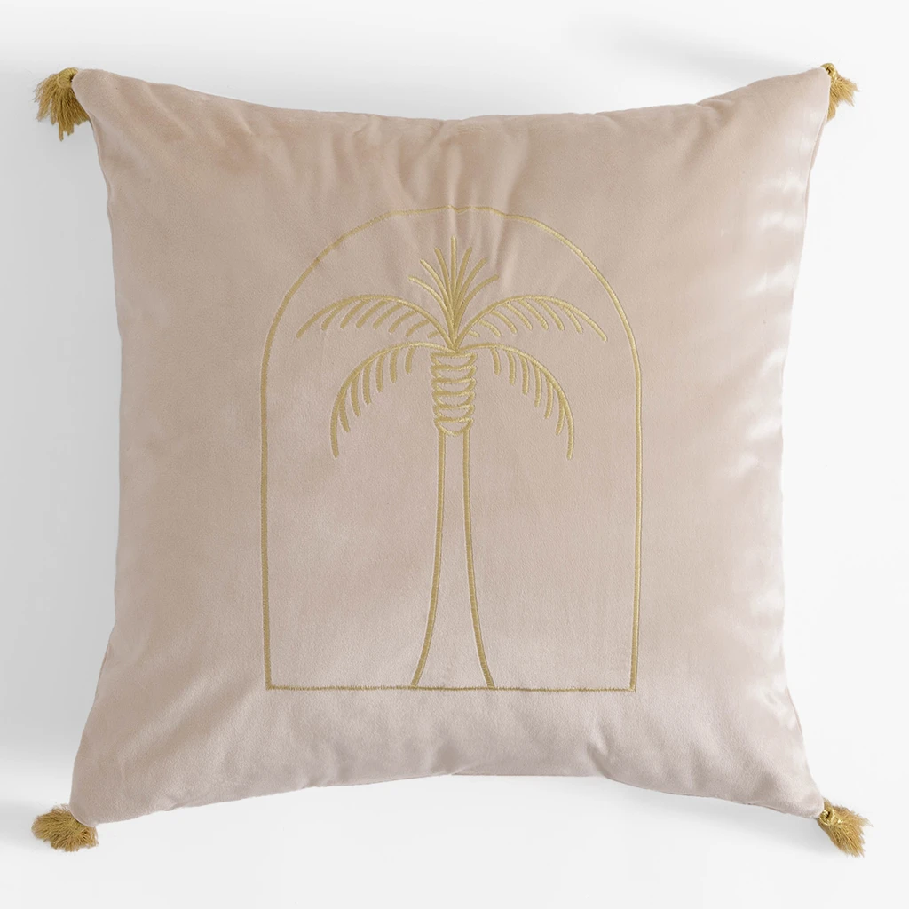 Poszewka welurowa ze złotą palmą