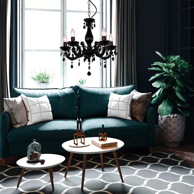 Čierny retro luster MAGNÓLIA