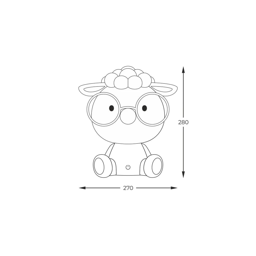 Lampka nocna OWCA LED w różowym kolorze z 3 stopniami przyciemniania.