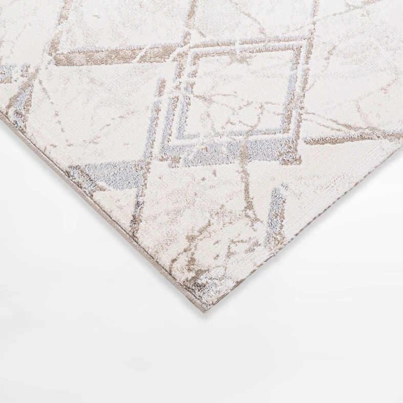 Koberec SPAZZIO s kosoštvorcovým vzorom, krémový, 120x170 cm