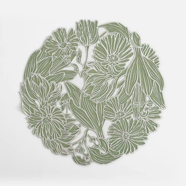 Okrúhle prestieranie na stôl zeleno-strieborné 38 cm