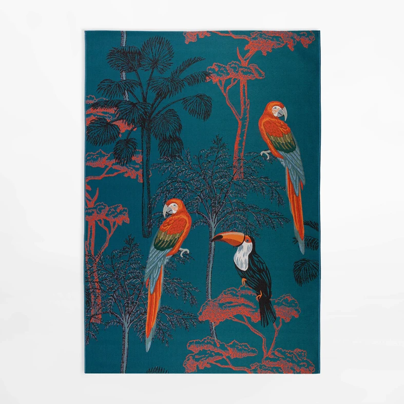 Dywan wielokolorowy ze wzorem w papugi